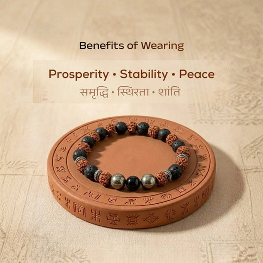 Natural Rudraksha Pyrite Bracelet