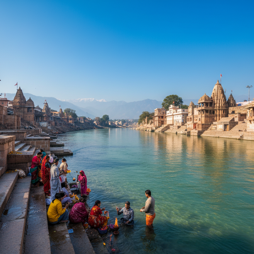 Generate ganga river image of haridwar and make it realistic and natural