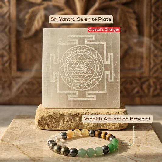 Natural Wealth + Sri Yantra Selenite Combo - Akshmala.in