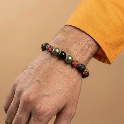 Natural Rudraksha Pyrite Bracelet