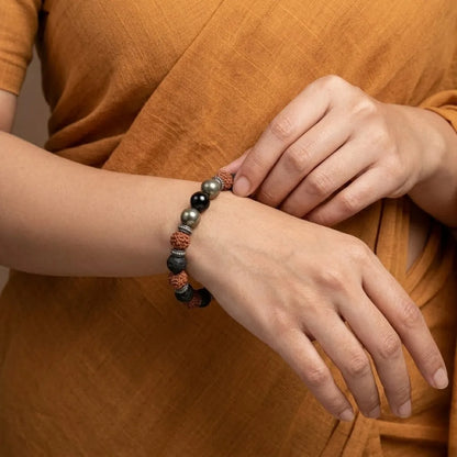 Natural Rudraksha Pyrite Bracelet