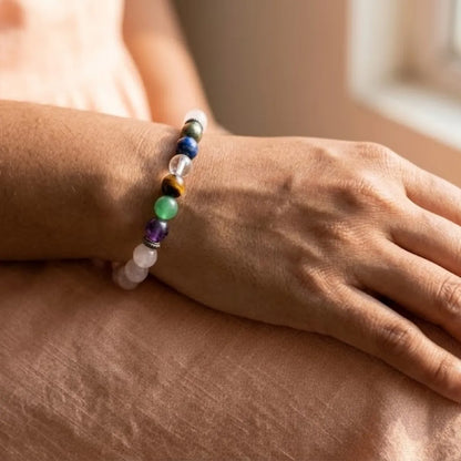 Natural Rose Quartz 7 Chakra Bracelet