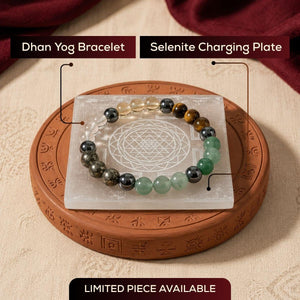 Natural Dhan Yog Bracelet + Sri Yantra Selenite Charging Plate