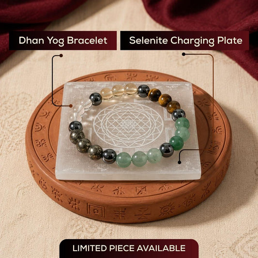 Natural Dhan Yog Bracelet + Sri Yantra Selenite Charging Plate