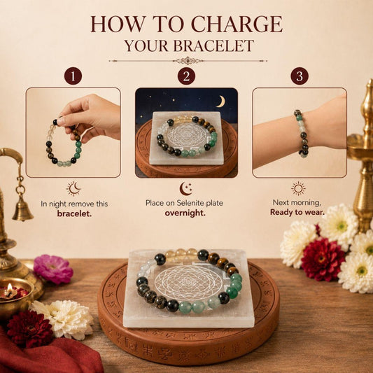 Natural Dhan Yog Bracelet + Sri Yantra Selenite Charging Plate