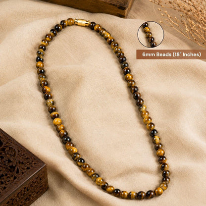 Natural Tiger Eye Necklace 6mm Bead (18 inches) Unisex