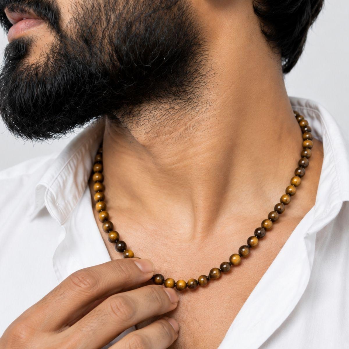 Natural Tiger Eye Necklace 6mm Bead (18 inches) Unisex