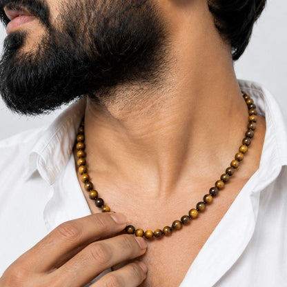 Natural Tiger Eye Necklace 6mm Bead (18 inches) Unisex