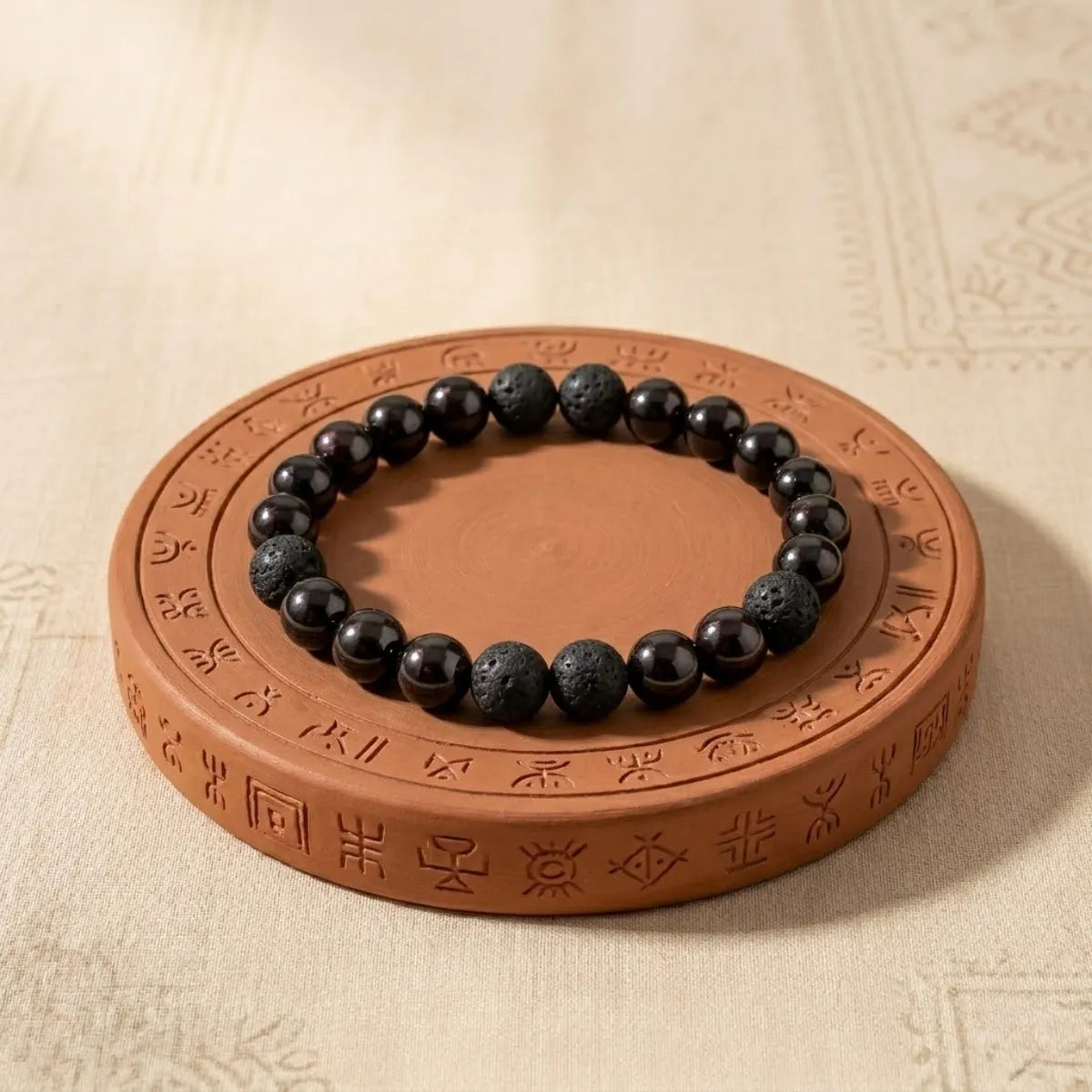Natural Lava Garnet Bracelet