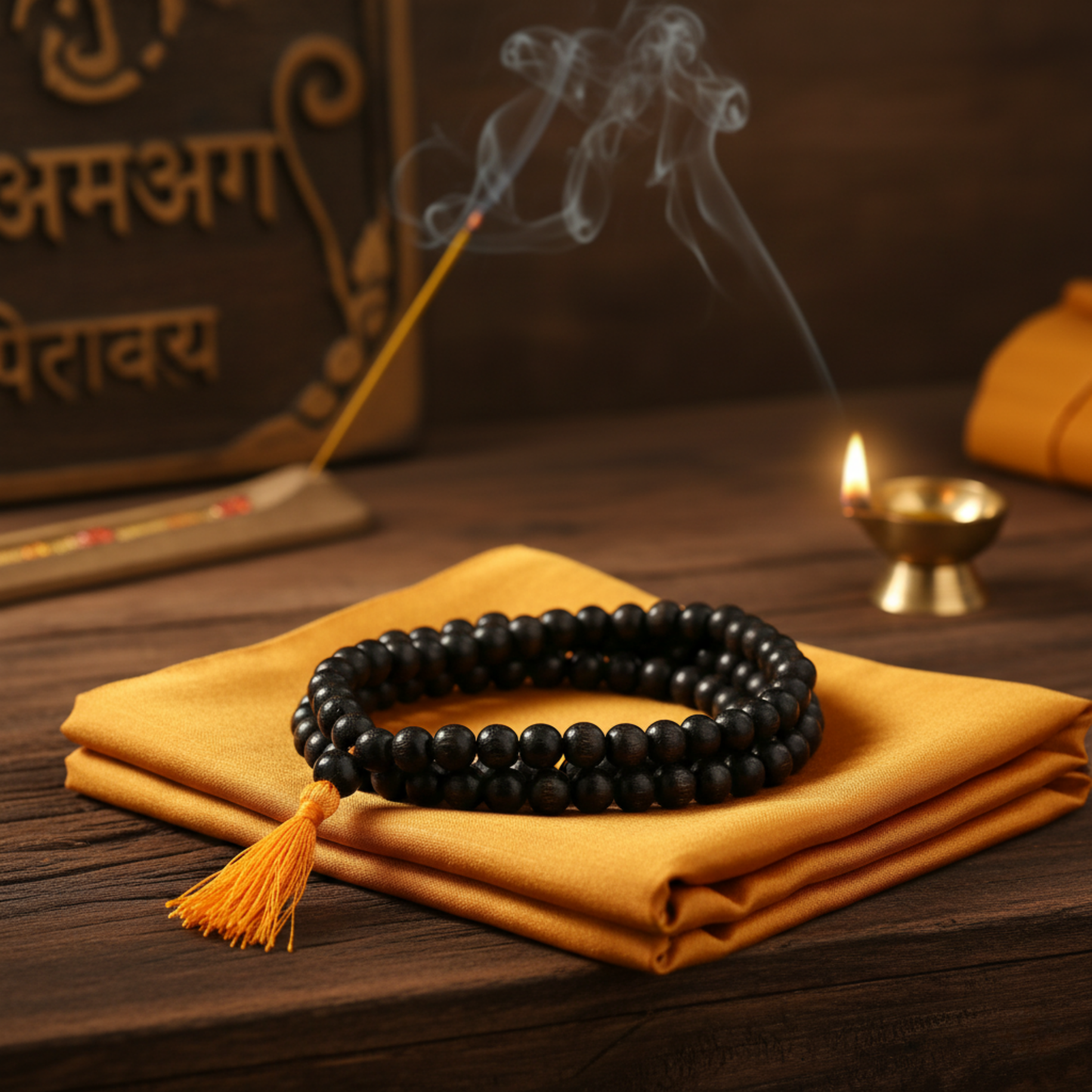 Natural Karungali Malai 108+1 Beads (Ebony Wood Mala)