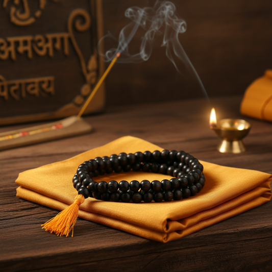 Natural Karungali Malai 108+1 Beads (Ebony Wood Mala)
