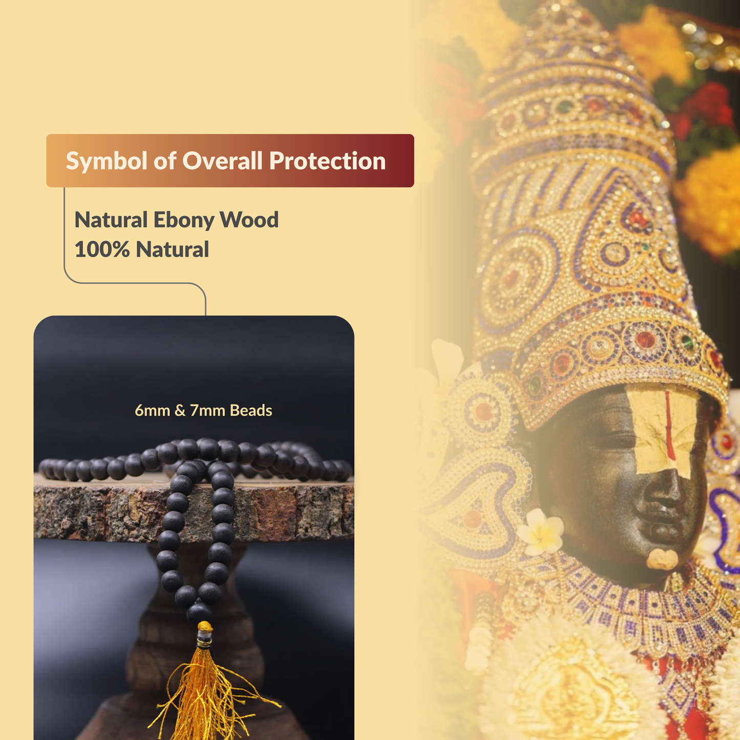 Natural Karungali Malai 108+1 Beads (Ebony Wood Mala)