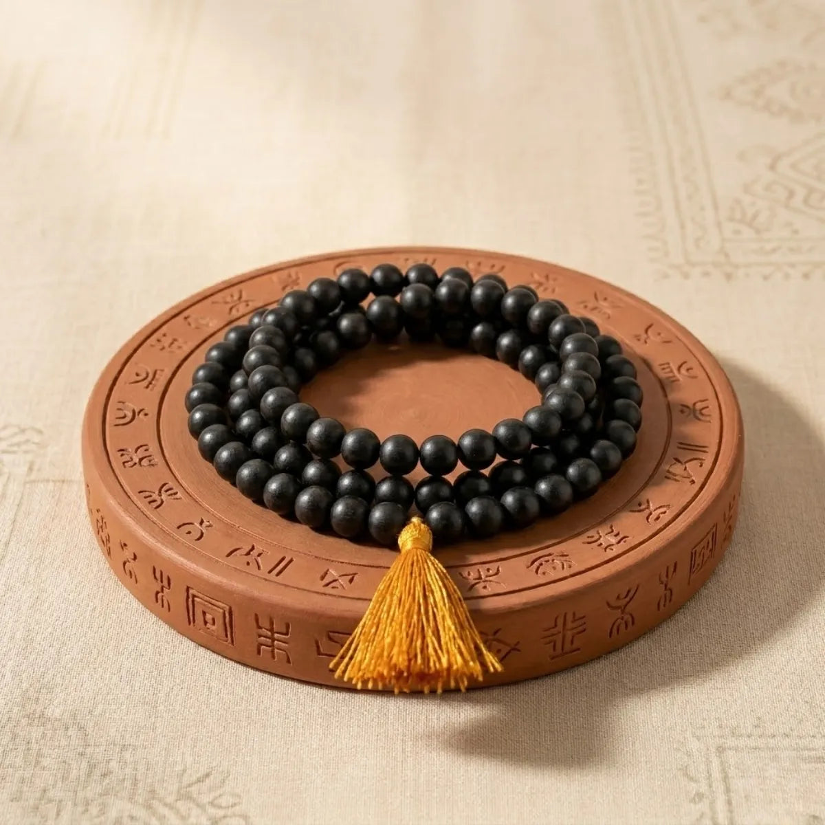 Natural Karungali Malai 108+1 Beads (Ebony Wood Mala)