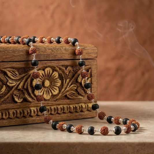 Karungali rudraksha malai made with ebony wood beads