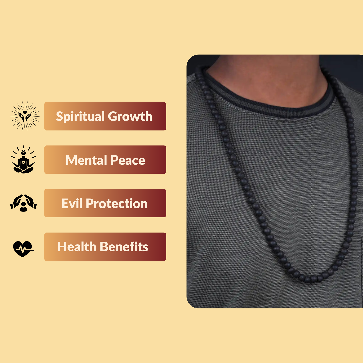 Natural Karungali Malai 108+1 Beads (Ebony Wood Mala)