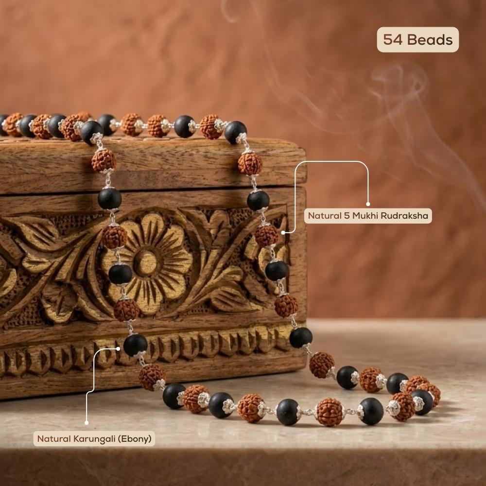 Natural Karungali Rudraksha Malai (Ebony Wood Mala)