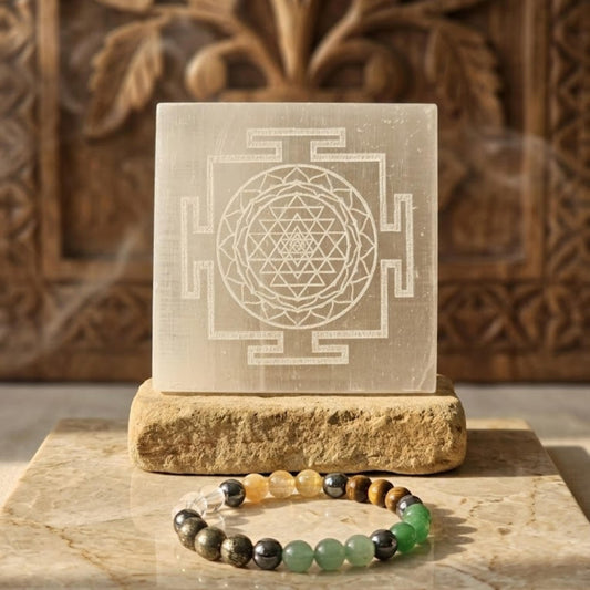 Natural Wealth + Sri Yantra Selenite Combo