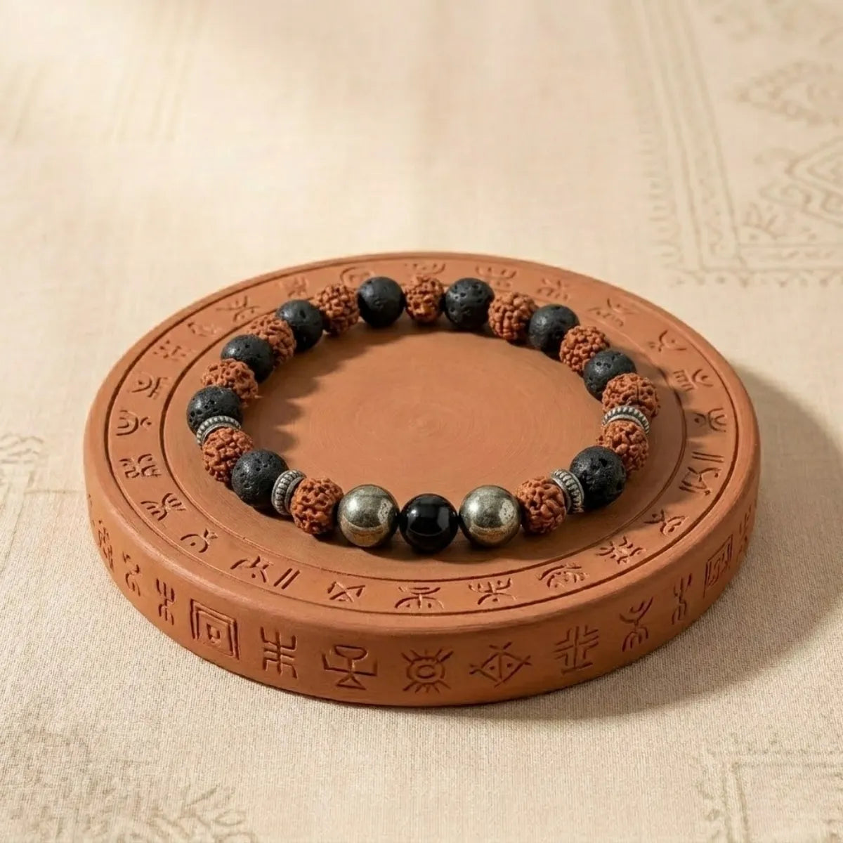 Natural Rudraksha Pyrite Bracelet