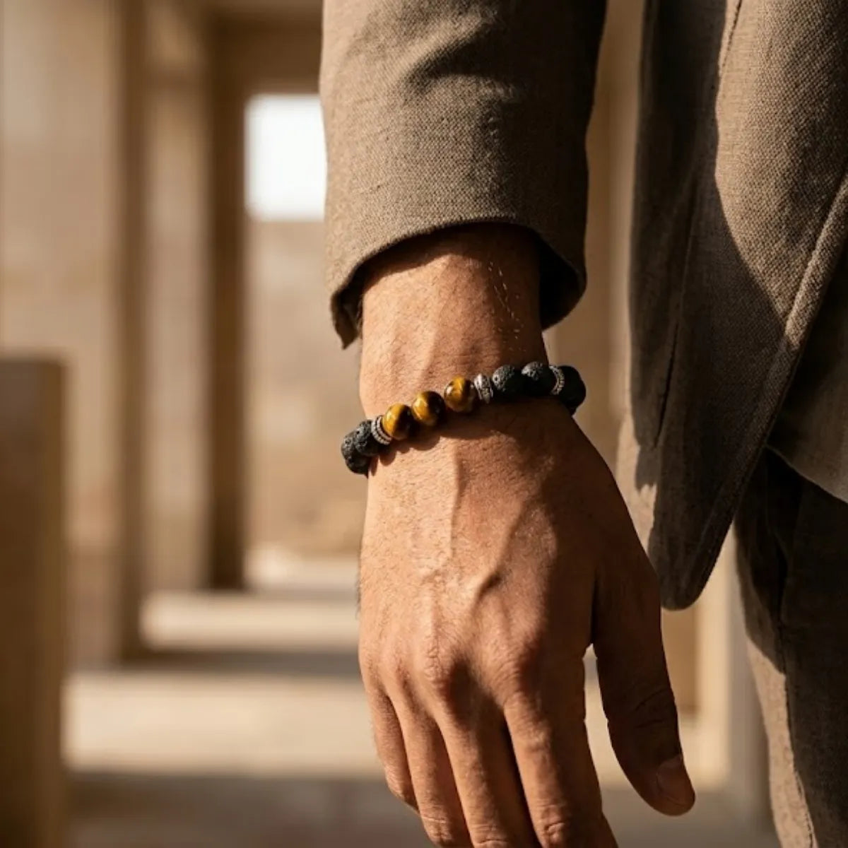 Natural Lava Tiger Eye Bracelet
