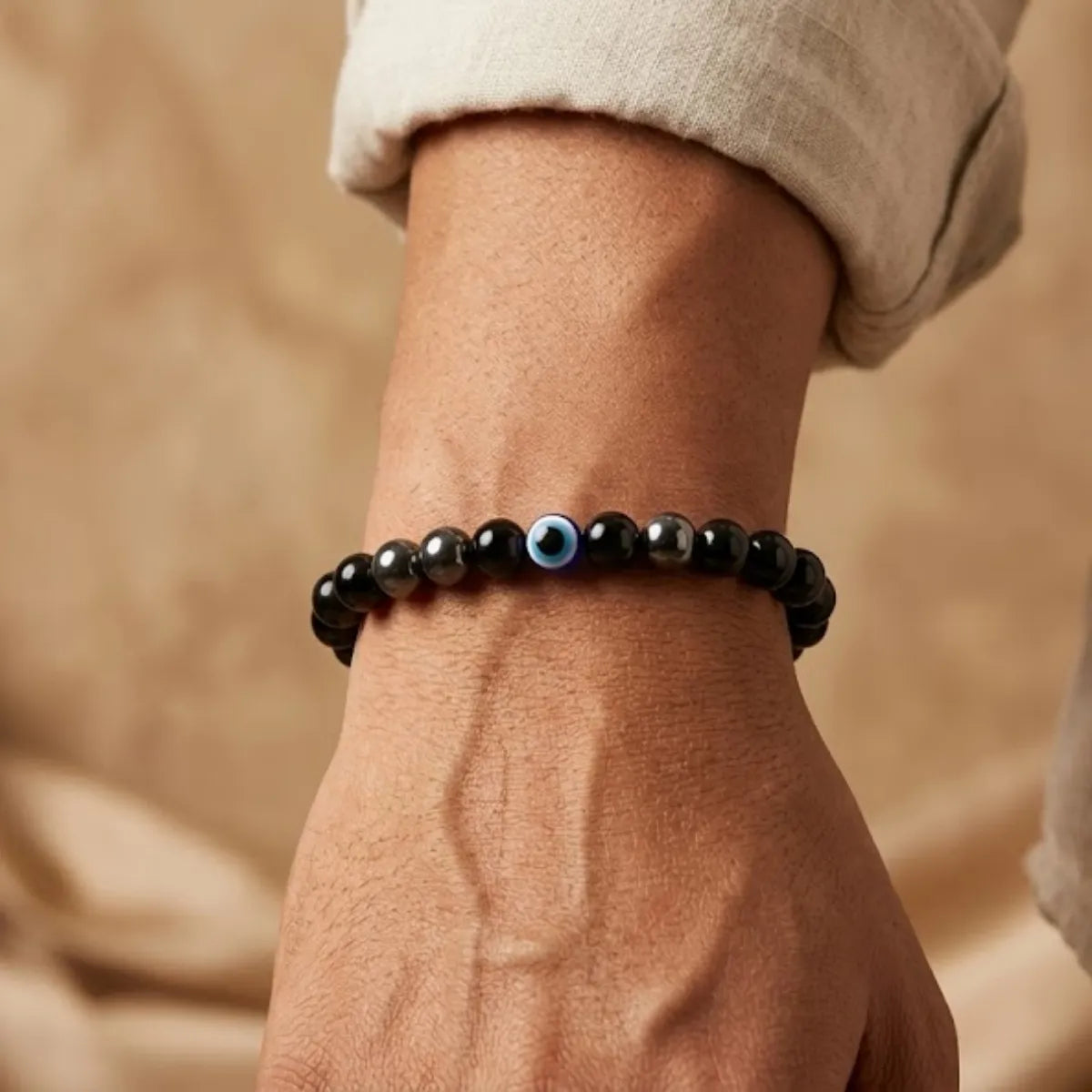 Natural Pyrite Anklet + FREE Natural Evil Eye Hematite Bracelet (Wealth + Protection Combo)