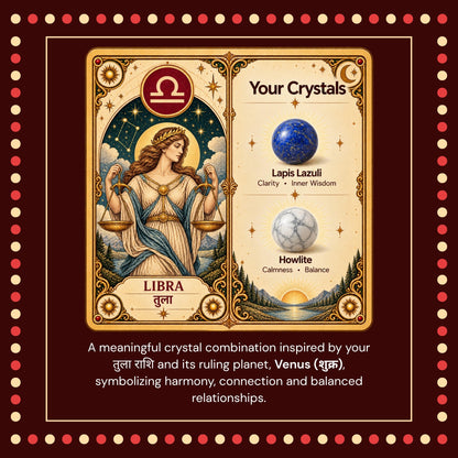 Natural Libra (तुला राशि) Lapis Lazuli & Howlite Zodiac Bracelet – Lab Certified Stones with FREE Raw Selenite Plate