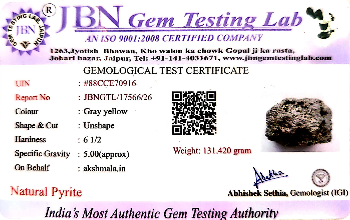 Lab Authenticity Certificate