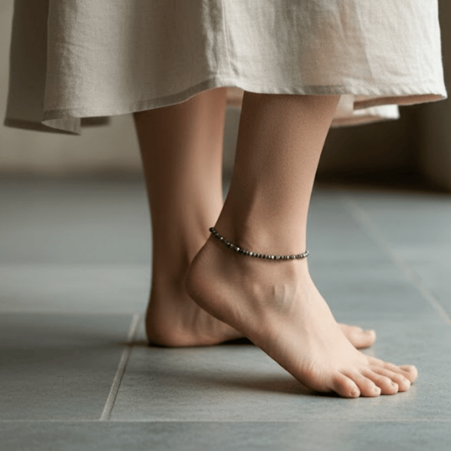 Natural Pyrite Anklet + Pyrite Bracelet Combo - Akshmala.in