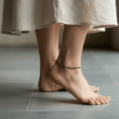 Natural Pyrite Anklet + Pyrite Bracelet Combo - Akshmala.in