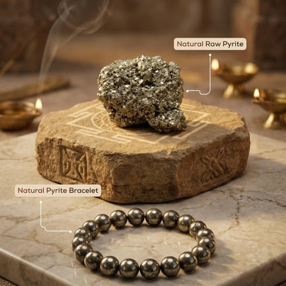 Natural Raw Pyrite(300 - 400gms) + Pyrite Bracelet Combo - Akshmala.in