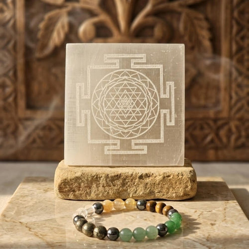 Natural Wealth + Sri Yantra Selenite Combo - Akshmala.in